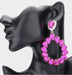 3.5 inch long big fuchsia pink earrings crystal hoop pageant prom dangle chandelier