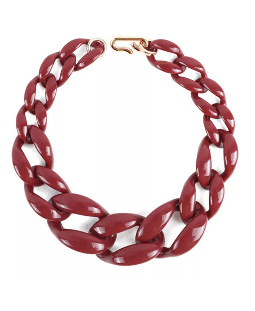 Acrylic chain link necklace burgundy garnet necklace , maroon necklace , acrylic necklace , acrylic chain necklace statement 19 inch