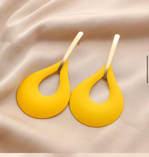 Yellow Chunky earrings, long hoop yellow earrings, yellow dressy earrings, yellow statement chandelier earrings 3 inch long