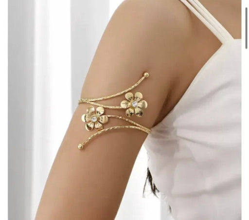 Armlet, arm cuff bracelet, gold armband, flower bracelet , gold arm cuff bracelet, boho bracelet , upper arm bracelet