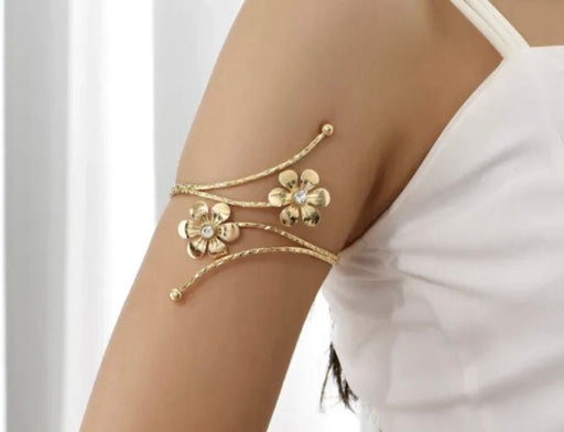 Armlet, arm cuff bracelet, gold armband, flower bracelet , gold arm cuff bracelet, boho bracelet , upper arm bracelet