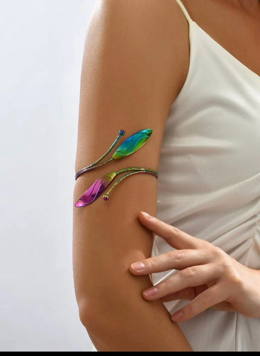Armlet, womens arm cuff bracelet, big armband, rainbow arm cuff bracelet, , purple blue rainbow bracelet, upper arm bracelet