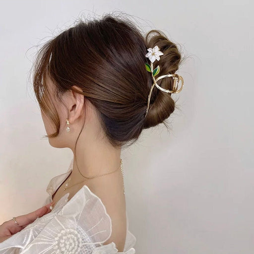 Flower hair claw clip white floral gold Hair band accessory elegant ponytail tiara Headwear Bridal Headband boho