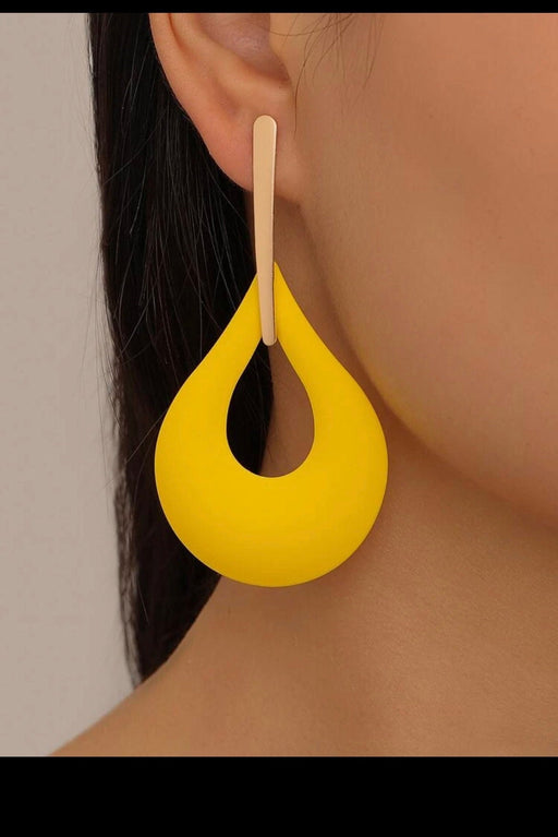 Yellow Chunky earrings, long hoop yellow earrings, yellow dressy earrings, yellow statement chandelier earrings 3 inch long