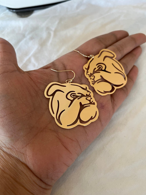 Bulldog earrings gold , lightweight bulldog earrings, French bulldog gifts, Georgia bulldog, gold bulldog earrings, bulldog mascot svg