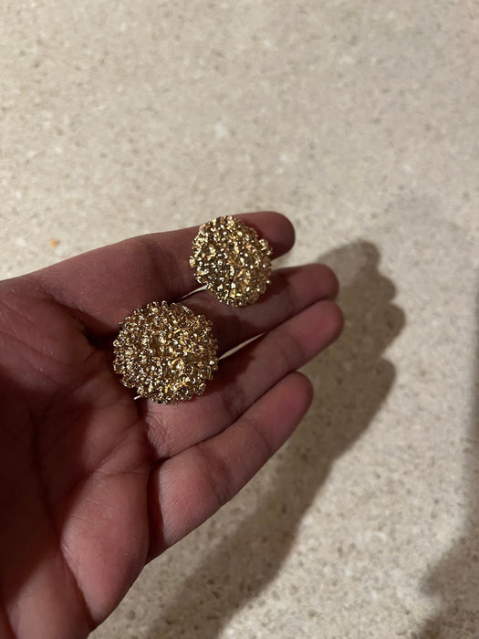 gold dome earrings , gold studs big , gold stud earring , round gold earrings , chunky gold studs