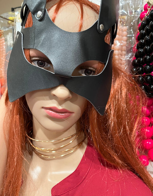 Mask black leather cat mask woman costume masquerade party halloween