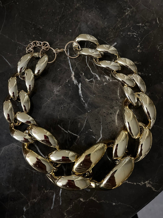 Chunky gold necklace, gold acrylic choker,Link big chain curb gold necklace , gold statement necklace, oversized , gold large necklace