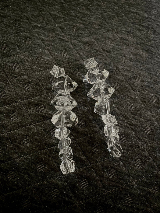 Chunky Clear Acrylic earrings , long clear white earrings , ice cube earrings , acrylic earrings , white earrings ,