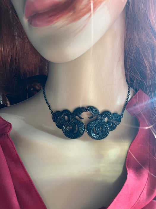 Snake necklace , black cobra necklace , gothic necklace , Serpents choker necklace, Herpetologist Gift Reptile costume necklace black