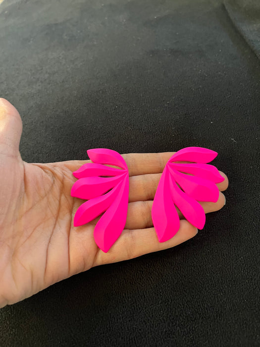 Hot pink stud earrings , big statement large hot pink stud earrings , fuchsia flower earrings , neon pink studs , chunky bright pink flower