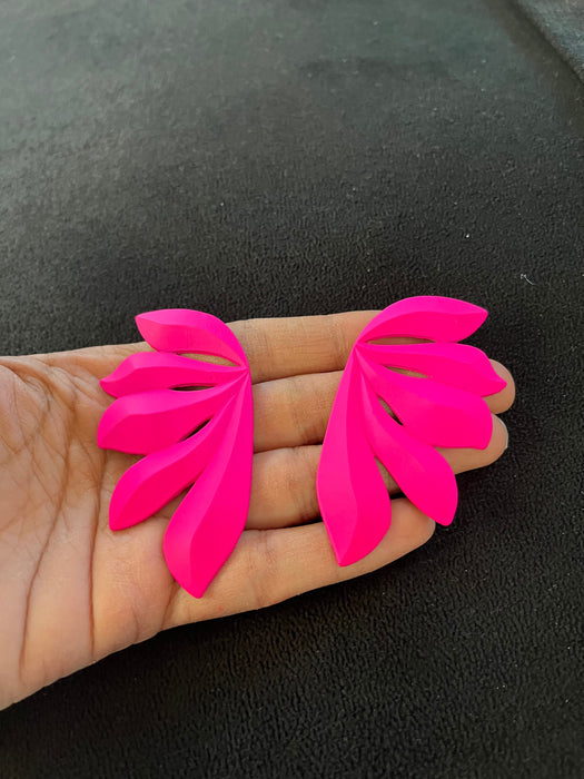 Hot pink stud earrings , big statement large hot pink stud earrings , fuchsia flower earrings , neon pink studs , chunky bright pink flower