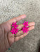 Hot pink earrings , dark pink resin earrings , fuchsia earrings , fuchsia flower earrings , chunky pink earrings ,pink flower statement