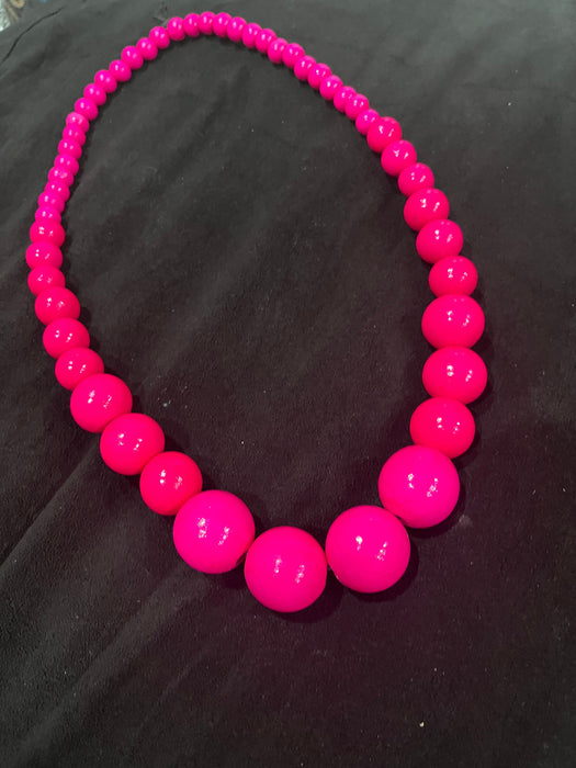 Hot pink bead necklace big chunky fat large long bright pink necklace