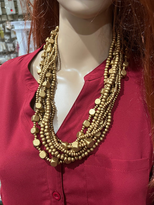 Chunky gold necklace, gold multilayered necklace gold statement necklace, big oversized gold necklace bronze brown