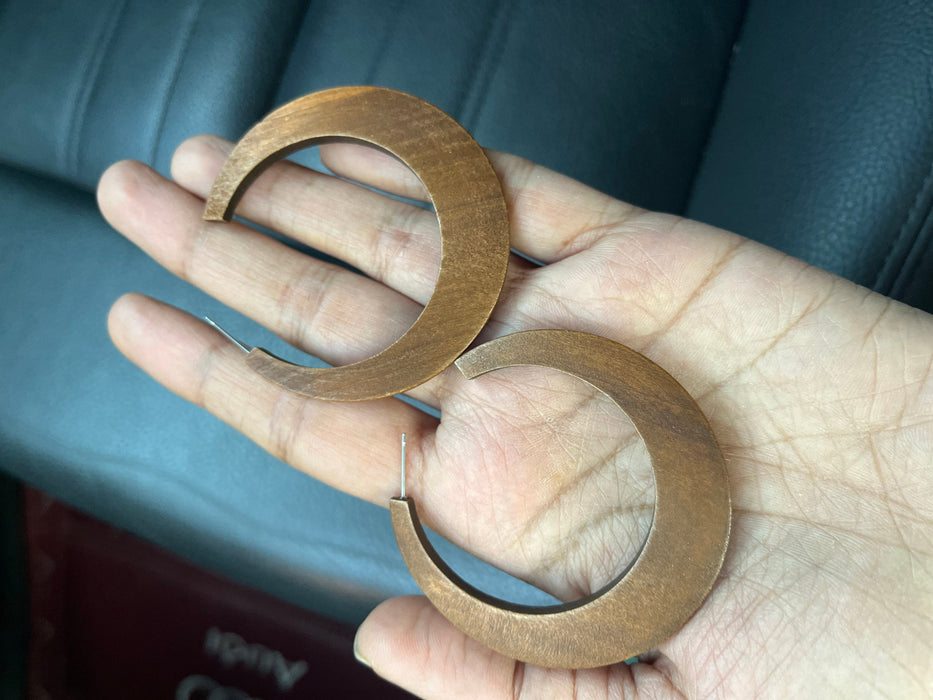 Large Brown hoop earrings , Wood hoops , big wooden hoop earrings , chunky chocolate brown hoop earrings