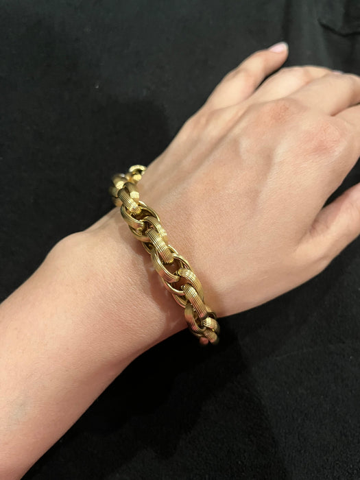 Gold statement bracelet , chunky gold link chain bracelet wide gold cuff large bold metal boho chunky womens