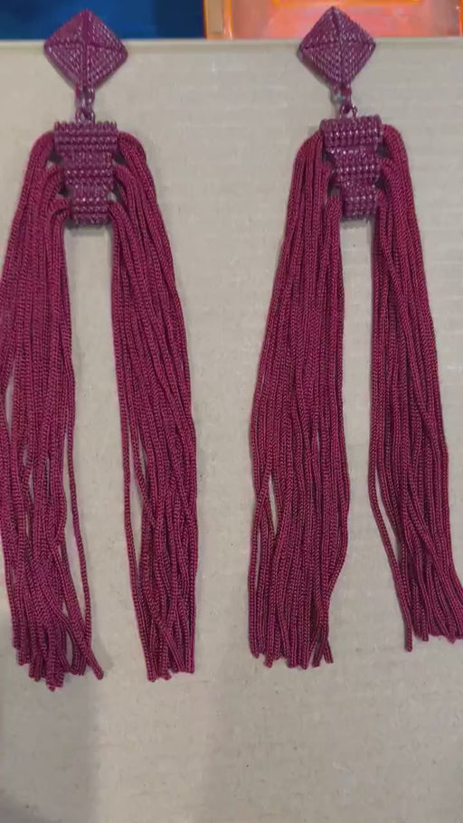 Maroon fringe earrings , big burgundy earrings , long burgundy earrings , large tassel maroon party earrings , red dressy earring