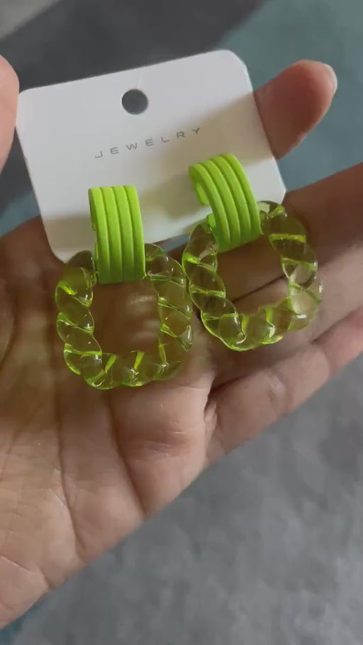 Light Green acrylic earrings , Lime green acrylic earrings ,  green chunky earrings ,