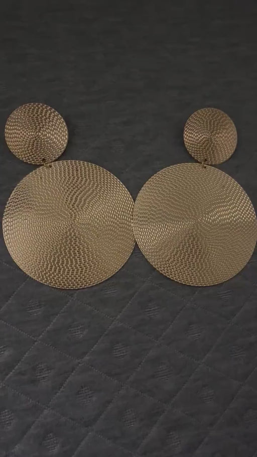 Big gold statement earrings , gold round large , huge gold stud earring , golden earrings , chunky gold giant bold