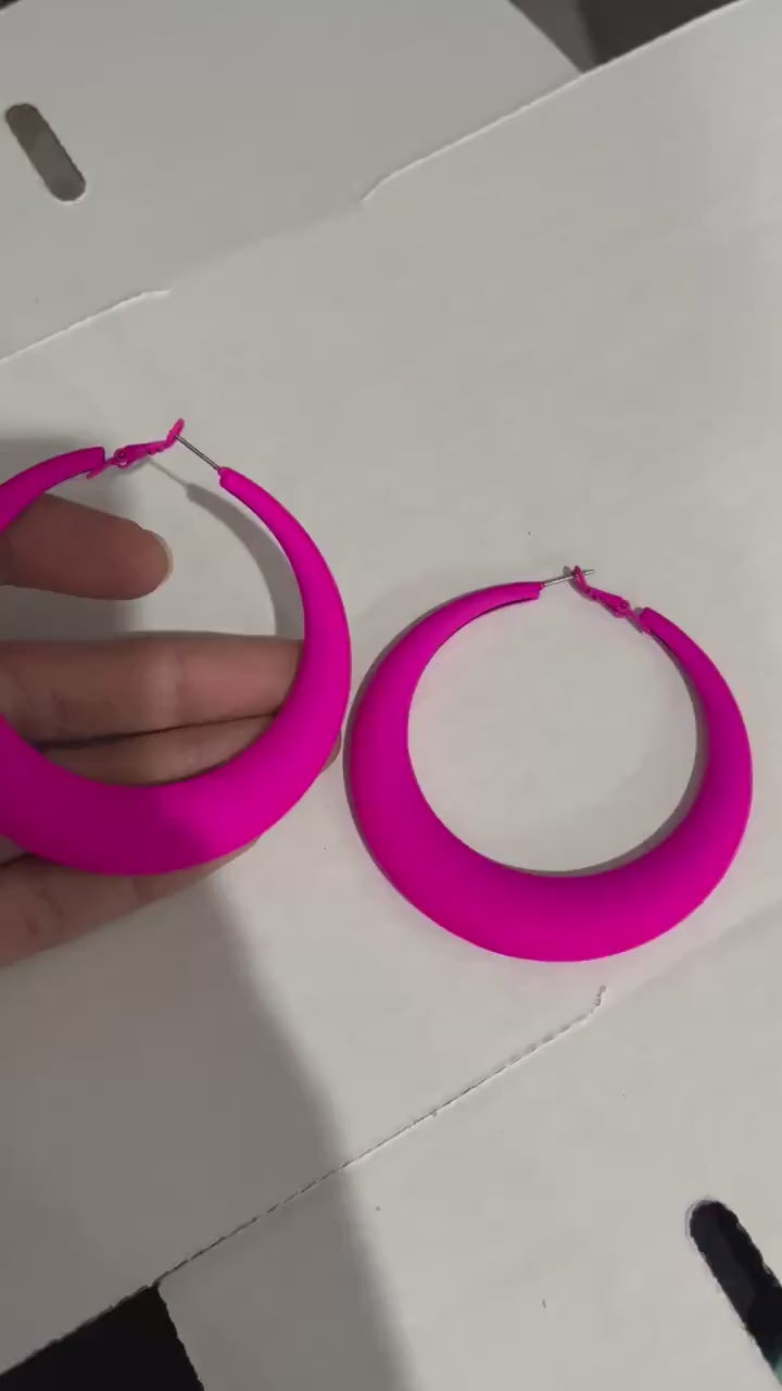 Hot pink hoops , big fuchsia hoop earrings , large pink hoops , big neon pink hoop earrings fuchsia , hoops 2.5 inch