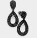black clip earrings clip ons teardrop crystal rhinestone wedding party evening chandelier