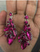 Fuchsia silver crystal earrings, magenta earrings, hot pink rhinestone earrings, pink pageant earrings pierced