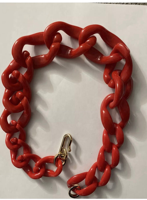 21 inch big curb red link acrylic chain fat statement necklace