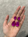 Clip on Hot pink teardrop earrings, clip on fuchsia earrings, clip on pink earrings, magenta earrings , clip on fuchsia earring 2 inch