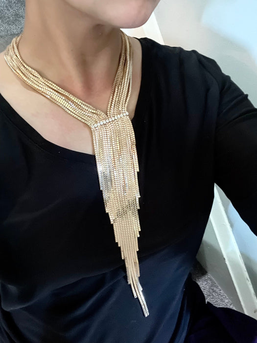 Gold statement necklace , large gold necklace , gold bib necklace