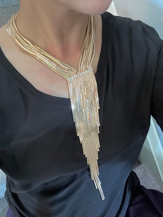 Gold statement necklace , large gold necklace , gold bib necklace