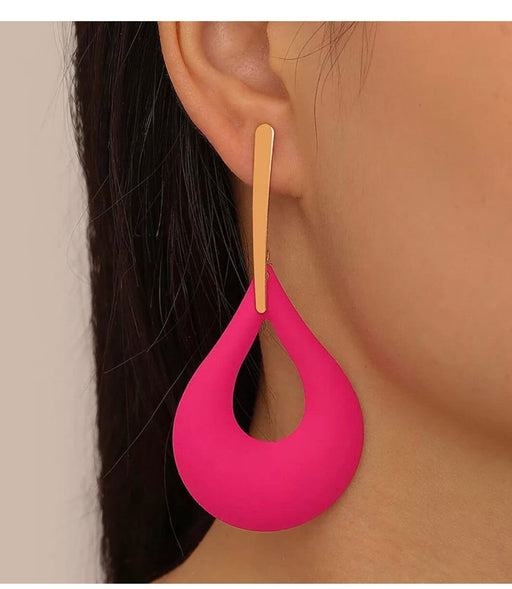 Hot pink earrings, hot pink teardrop earrings, magenta earrings, fuchsia chandelier earrings, pink waterdrop , hot pink long earring 3 inch