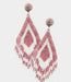 Large pink earrings boho bohemian Mexican seed bead chandelier, boho earring 5 inch baby pink earrings , light pink big beaded earrings