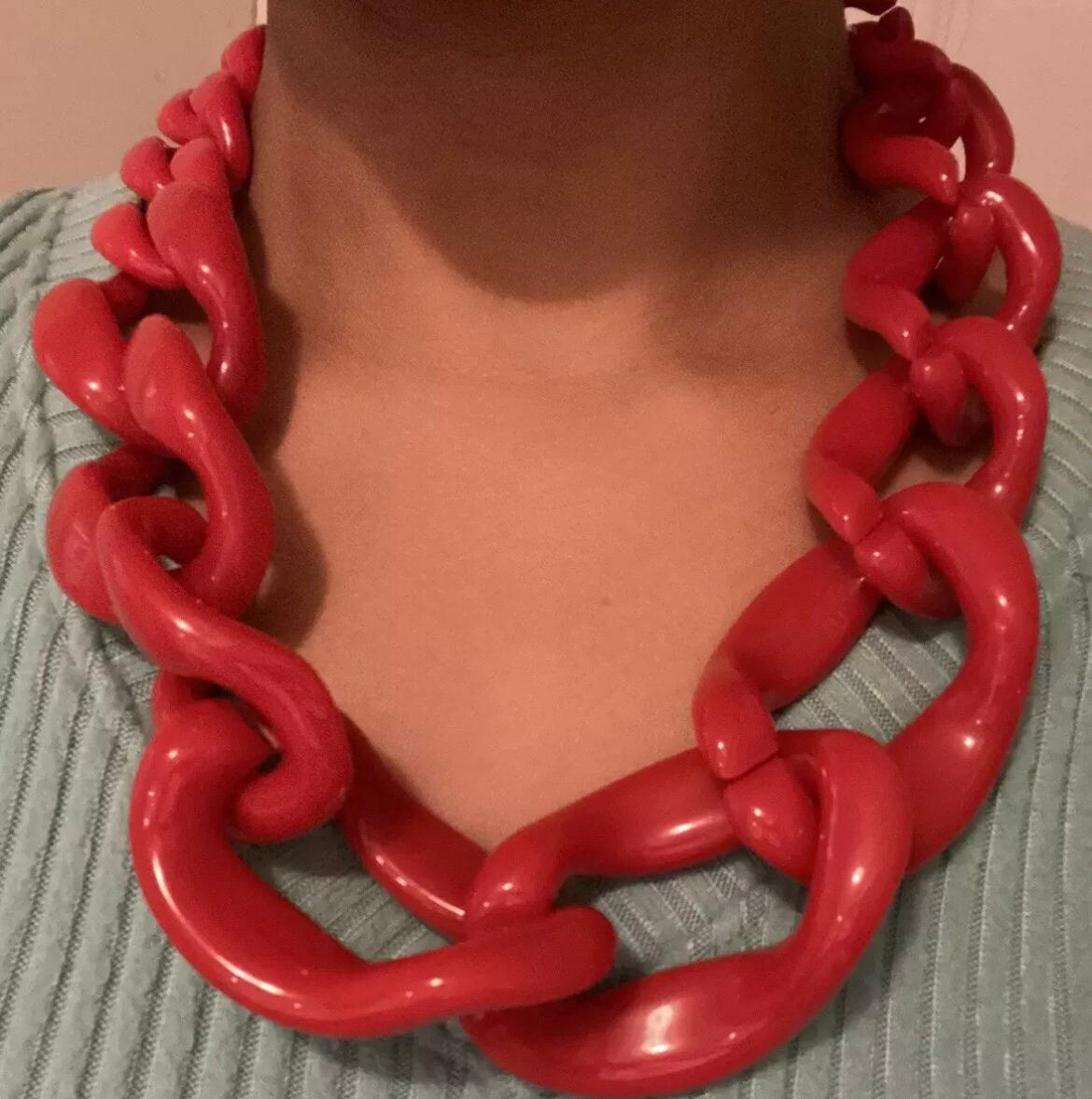 21 inch big curb red link acrylic chain fat statement necklace –  TheBoldJewelry