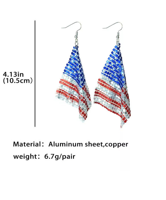 American flag earrings , Fourth of July earrings , Usa flag mesh red white blue earrings , patriotic earring