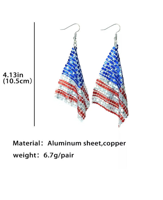 American flag earrings , Fourth of July earrings , Usa flag mesh red white blue earrings , patriotic earring