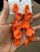 Orange flower earrings , orange petal earrings , orange acrylic earrings , rose petal earrings