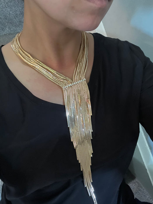 Gold statement necklace , large gold necklace , gold bib necklace