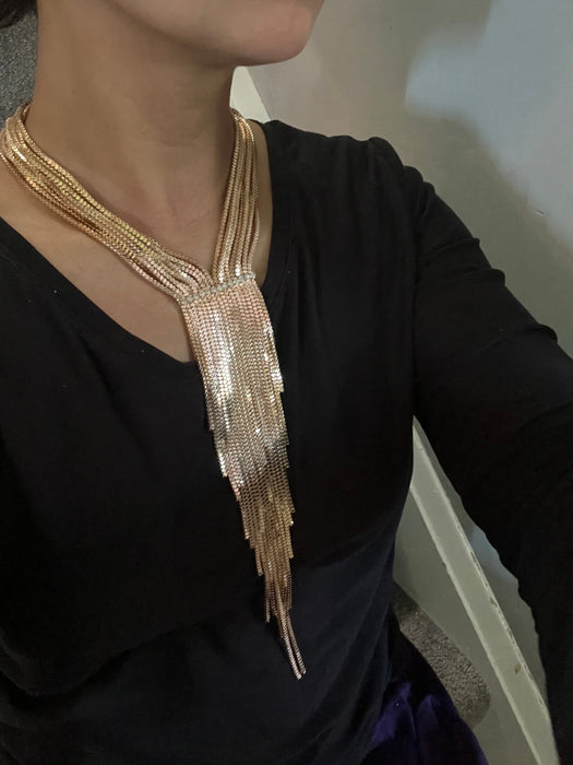 Gold statement necklace , large gold necklace , gold bib necklace