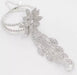 White Rhinestone bracelet, clear hand chain silver bracelet and ring set, bridal flower bracelet with ring, clear cuff