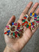 Multicolor earrings , large stud earrings , large multicolored earrings , iridescent earrings , rainbow earrings. , large pageant earrings