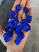 Royal blue earrings , blue petal earrings , blue flower earrings , long blue earrings , blue wedding earrings , large blue earrings