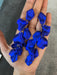Royal blue earrings , blue petal earrings , blue flower earrings , long blue earrings , blue wedding earrings , large blue earrings