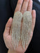 Large clear earrings , fringe clear earrings , gold tone earrings , bridal earrings big , oversized crystal earrings