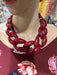 Acrylic chain link necklace burgundy garnet necklace , maroon necklace , acrylic necklace , acrylic chain necklace statement 19 inch