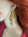 Aquamarine earrings , gold celestial earrings , Aqua earrings , gold hand earrings , moon star earring , planet earrings