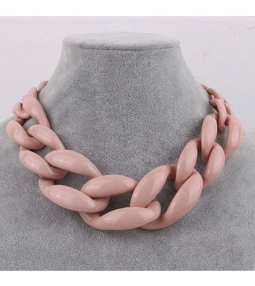 Big acrylic chain necklace , pink acrylic chain necklace , chunky acrylic necklace , big acrylic link chain