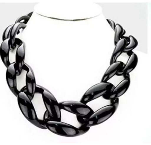 Black acrylic chain necklace , chunky acrylic necklace chain , big acrylic curb necklace , acrylic link loop necklace