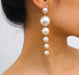 Cream pearl earrings , long pearl earrings , long cream earrings , cream bride earrings , white pearl earring