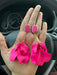 Hot pink earrings , pink acrylic earrings , fuchsia earrings , fuchsia flower earrings , chunky pink earrings ,pink flower statement
